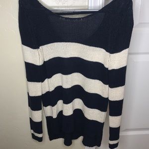 Striped casual sweater with partially open back